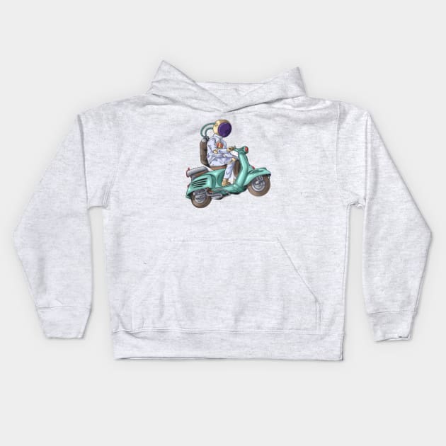 Riding a bike in a space Kids Hoodie by CharactersFans